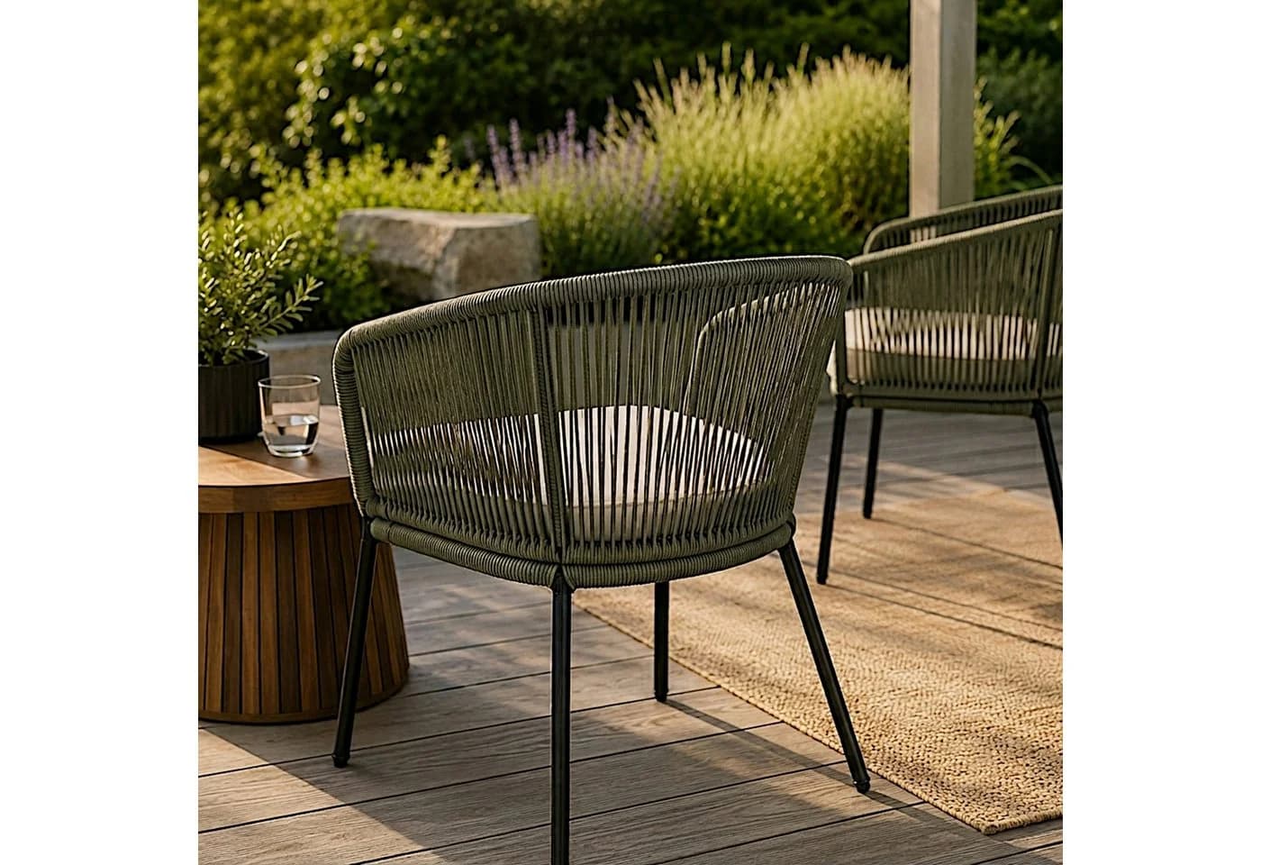 ESTEXO Gartenstuhl Lounge Stuhl 2er Set Oliv Schwarz - Bild 5