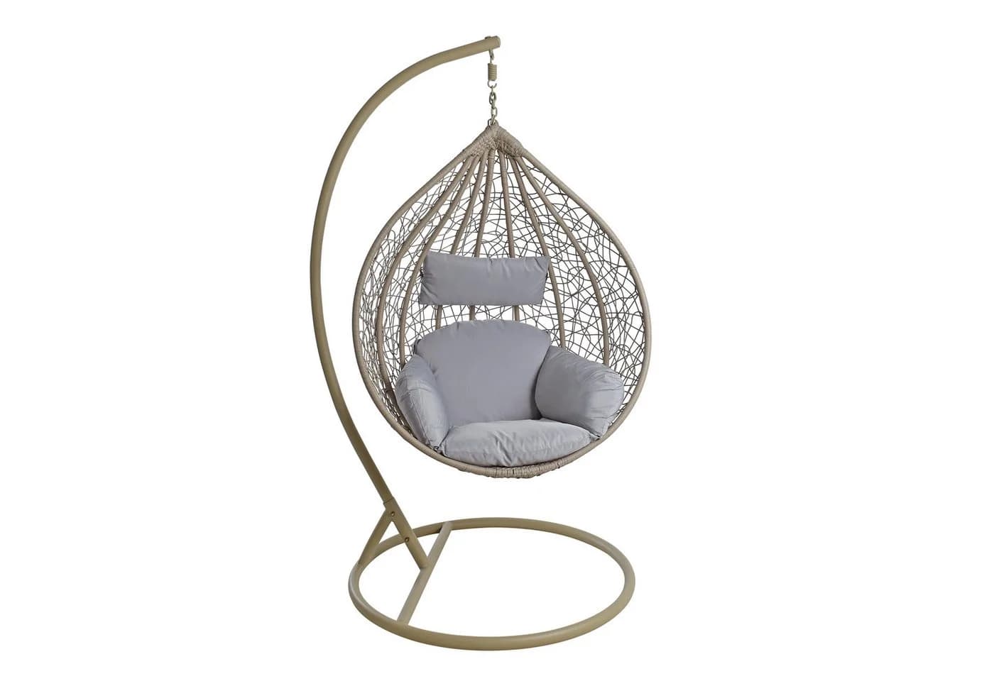 ESTEXO Hängesessel mit Gestell Polyrattan Hängekorb Beige Grau - Bild 4