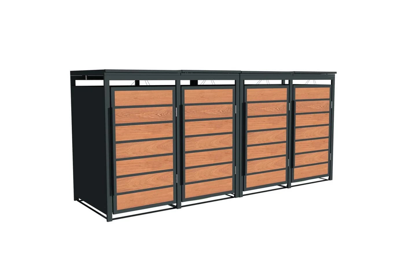 ESTEXO Mülltonnenbox 4 Türen Anthrazit Holzdekor - Bild 2