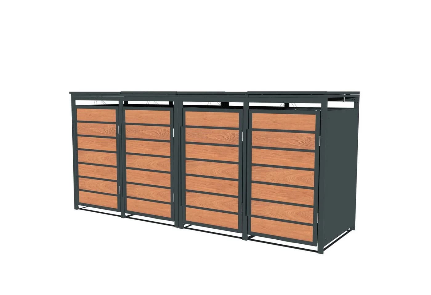 ESTEXO Mülltonnenbox 4 Türen Anthrazit Holzdekor - Bild 3