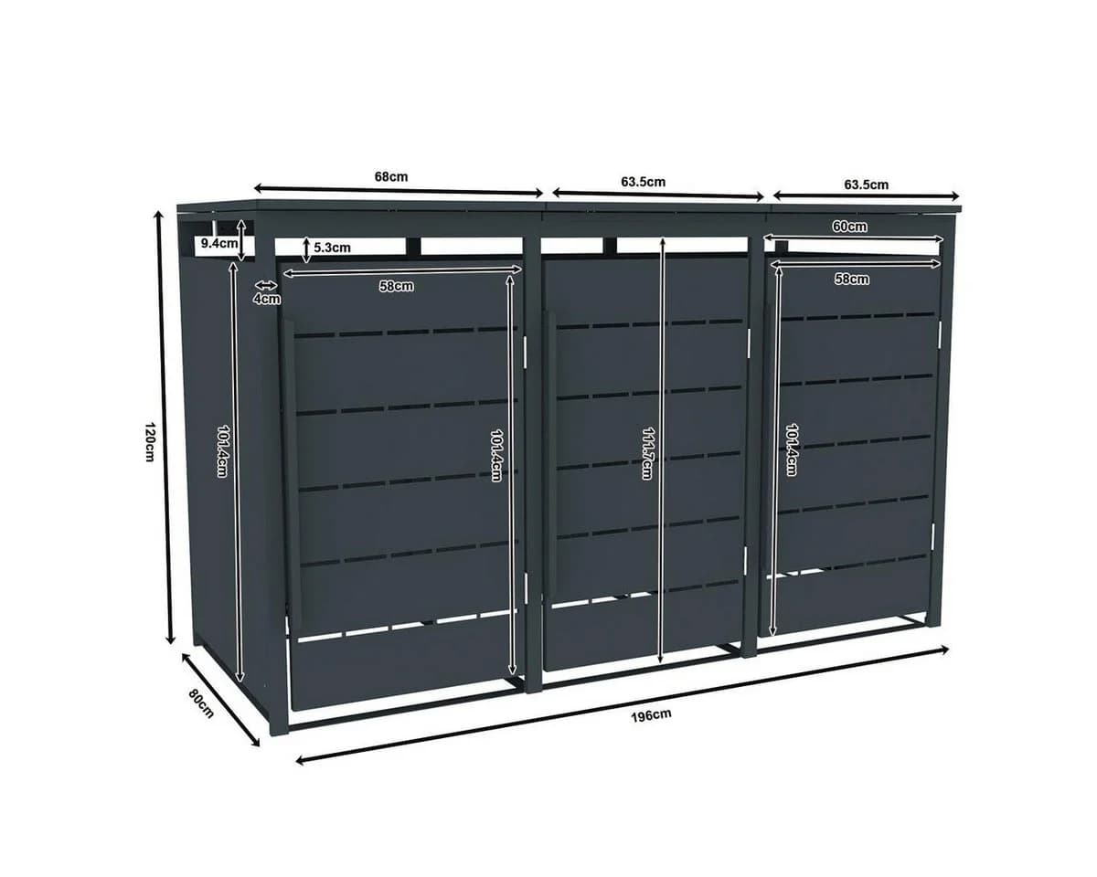 ESTEXO Mülltonnenbox 3 Türen Anthrazit