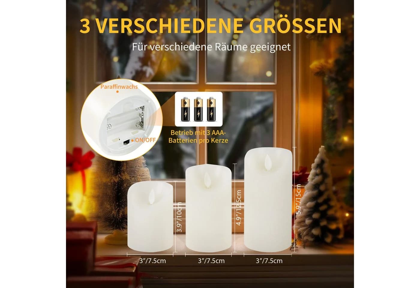 CCLIFE LED-Kerze Echtwachs mit Fernbedienung & Timer - Bild 4