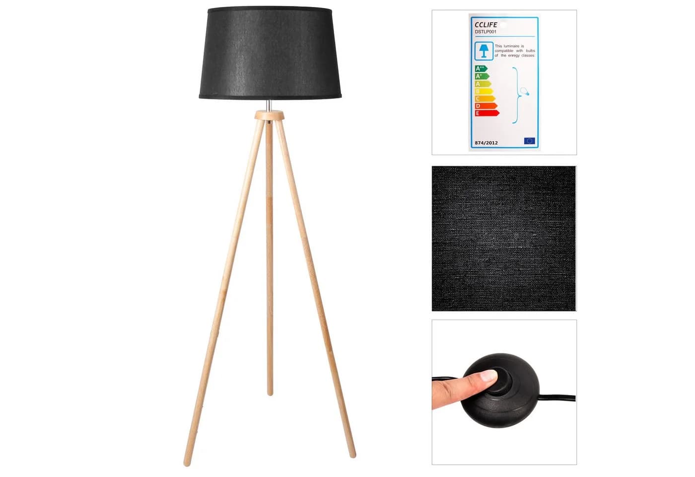 CCLIFE Bogenlampe Stehlampe LED E27 Bogenleuchte Wohnzimmer Schwarz-Gold - Bild 4
