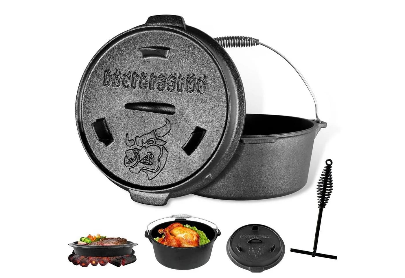 CCLIFE Gusseisen Dutch Oven Grilltopf BBQ Schmortopf - Bild 2