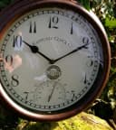 Antikas Bahnhofsuhr mit Thermometer Landhausstil Braun Bild 1