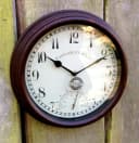 Antikas Bahnhofsuhr mit Thermometer Landhausstil Braun Bild 5