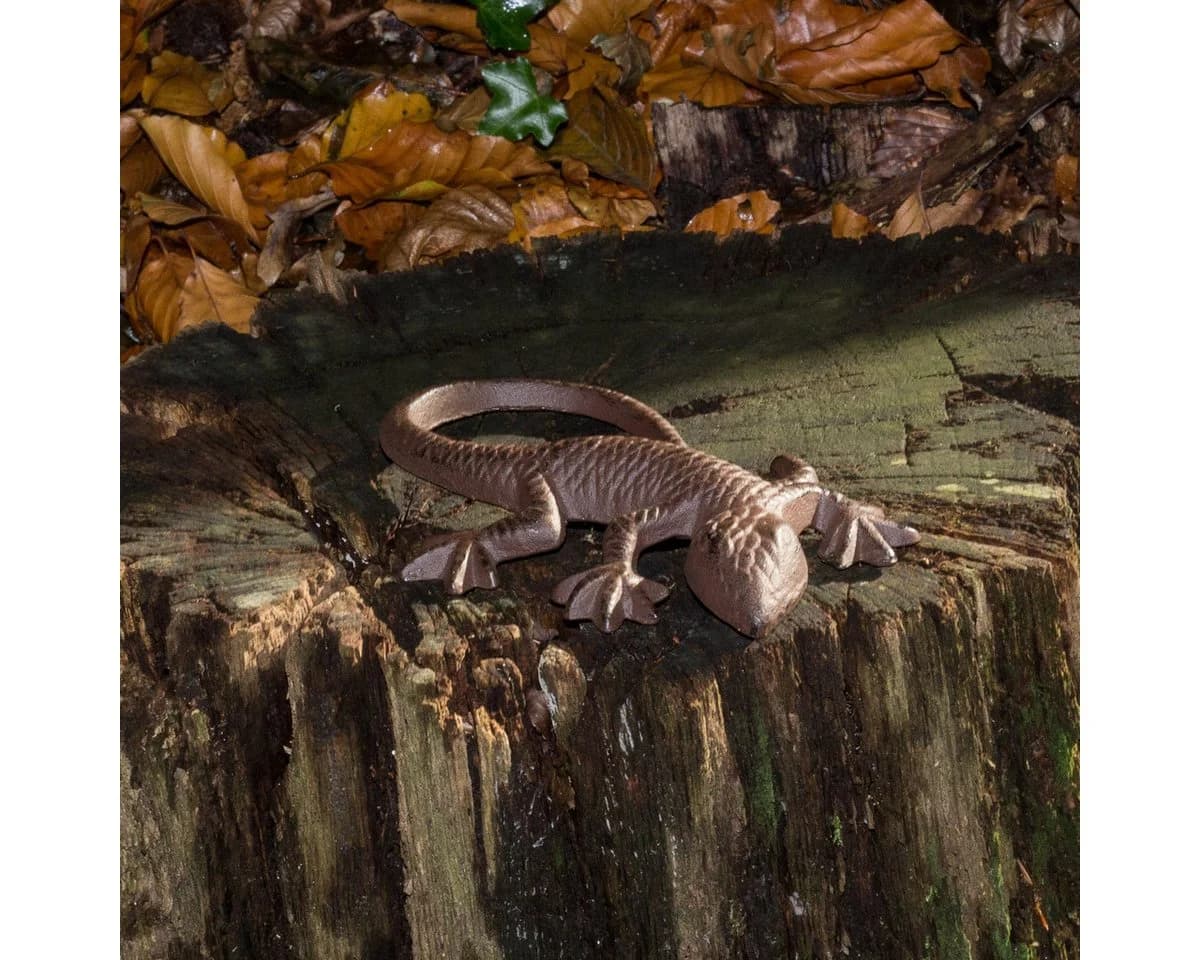 Antikas Wanddekoobjekt Eidechse Gecko Gusseisen Antikbraun
