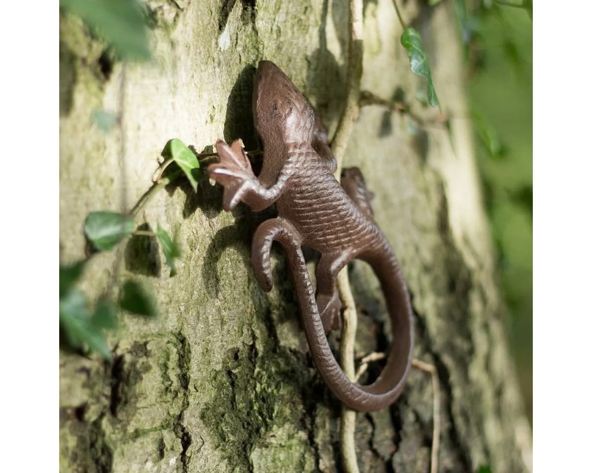 Antikas Wanddekoobjekt Eidechse Gecko Gusseisen Antikbraun - Bild 2