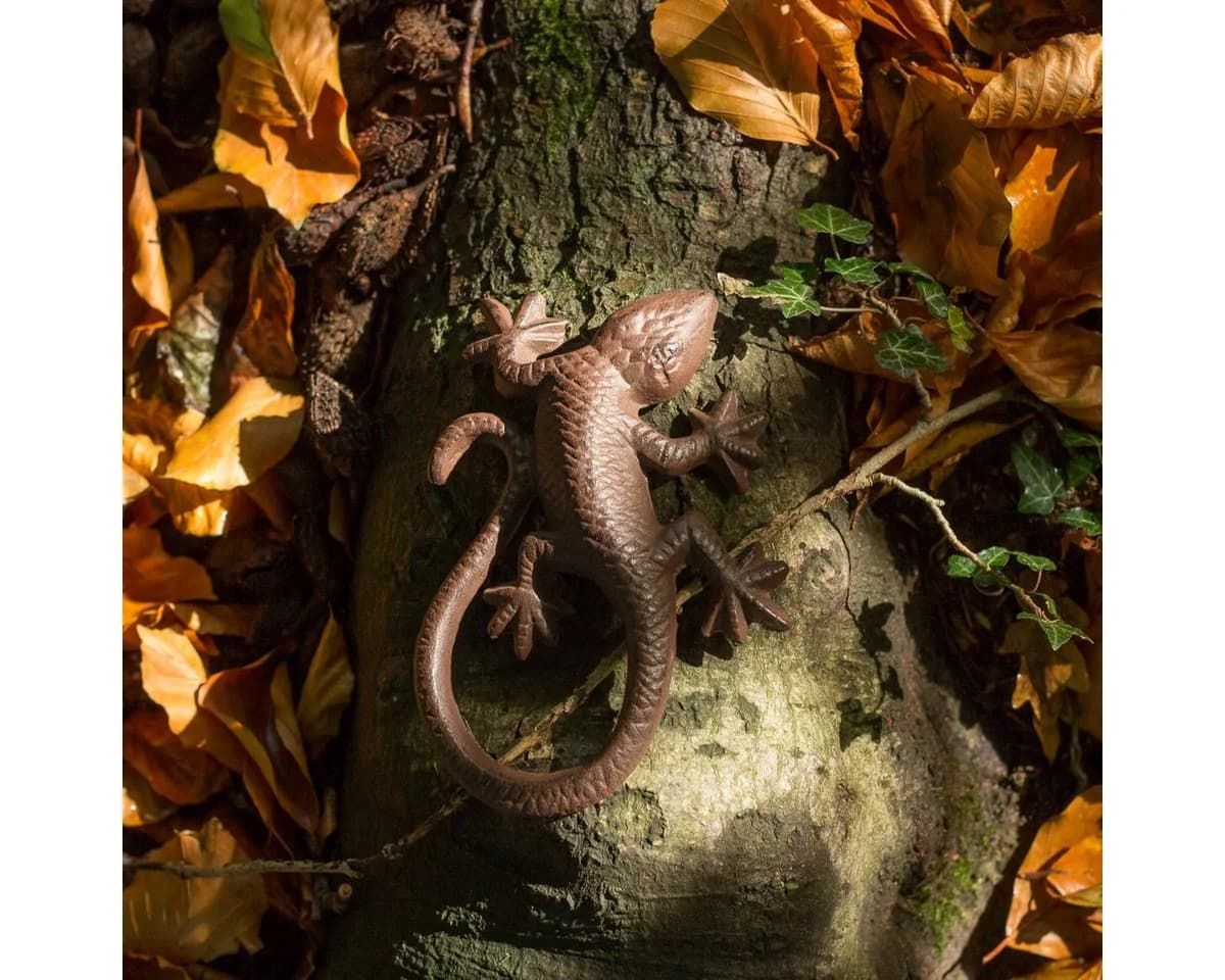 Antikas Wanddekoobjekt Eidechse Gecko Gusseisen Antikbraun - Bild 3