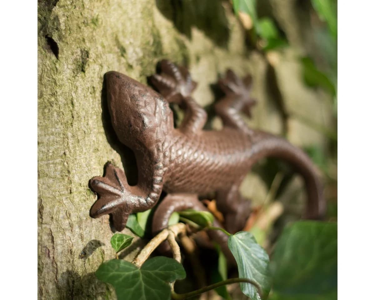 Antikas Wanddekoobjekt Eidechse Gecko Gusseisen Antikbraun - Bild 5