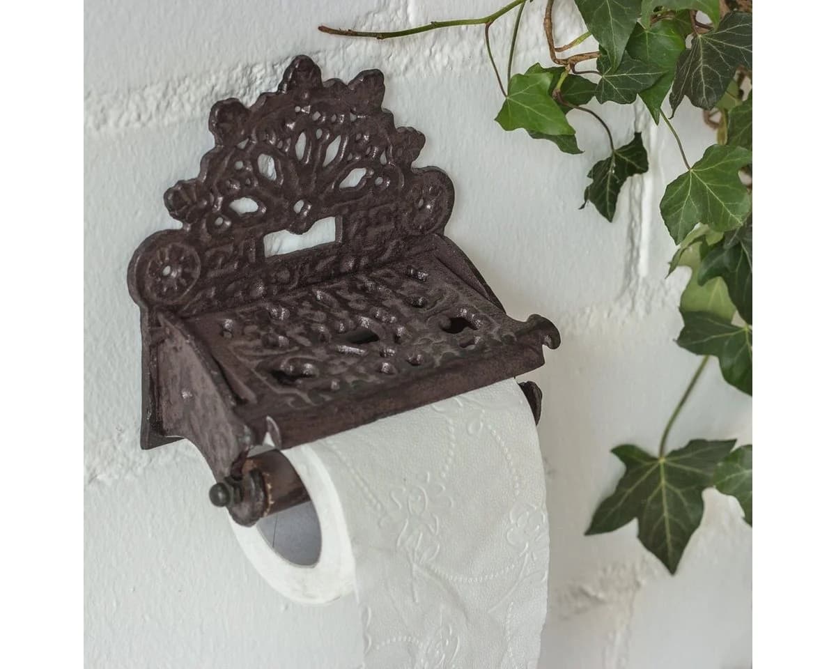 Antikas Toilettenpapierhalter Gusseisen Antikbraun Landhausstil - Bild 2