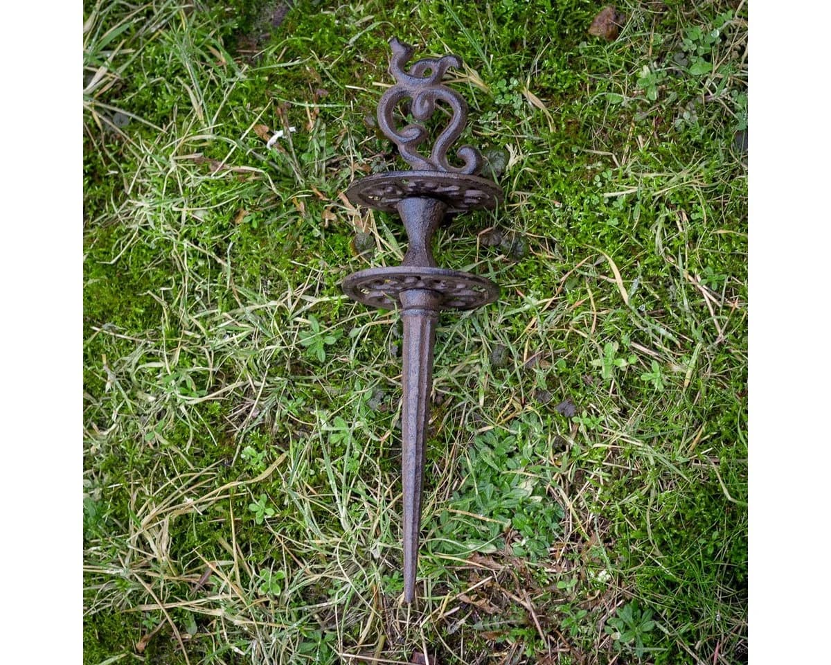 Antikas Gartenschlauchführung aus Gusseisen, antikbraun mit Erdspieß - Bild 3