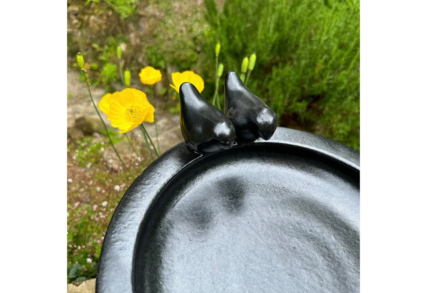 Antikas Vogeltränke Keramik Schwarz mit Vogelfiguren - Bild 4