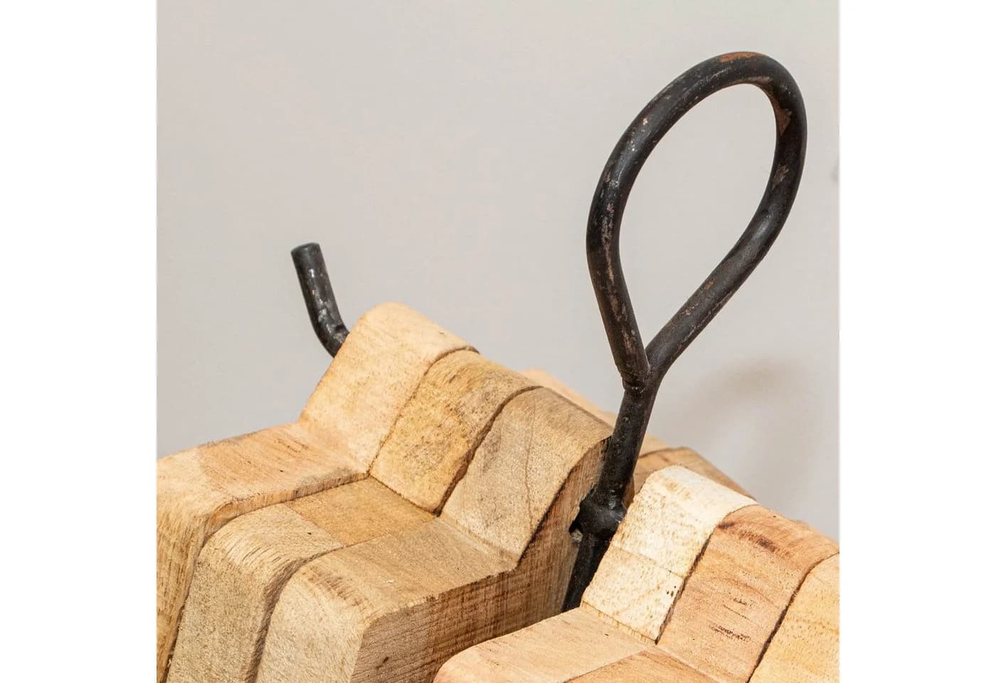 Antikas Brettchenhalter mit 6 Holzbrettern Eisen Holz Rustikal - Bild 3