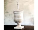 Antikas Holzvase Urne mit Deckel Beige Bild 2