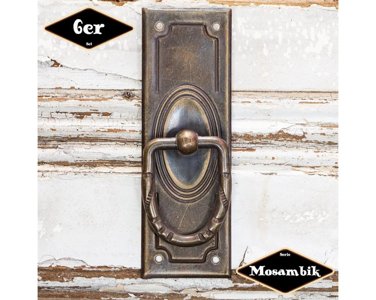 Antikas Schubladengriff Serie Mosambik 6er Pack Eisen Antikmessing - Bild 2