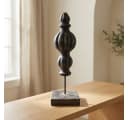 Antikas Deko-Finial aus Holz auf Sockel, schwarz patiniert Bild 2