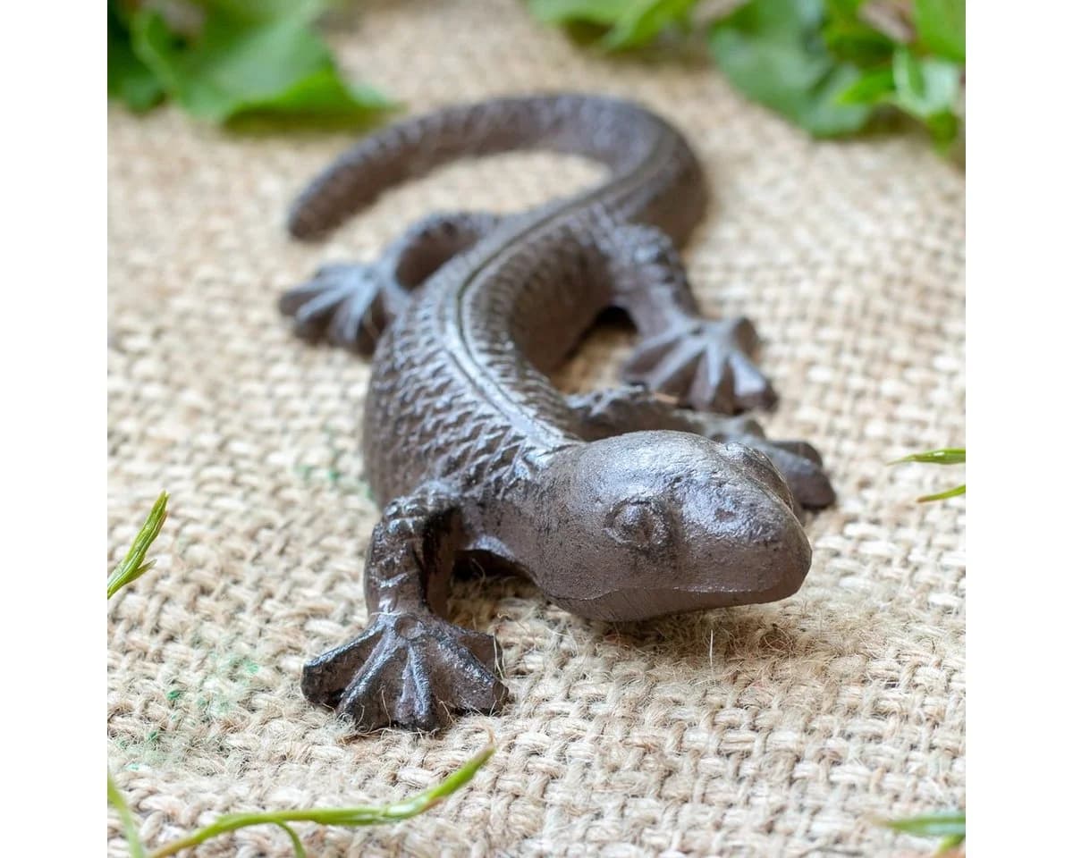 Antikas Wanddekoobjekt Gecko Eidechse Gusseisen Antikbraun - Bild 2