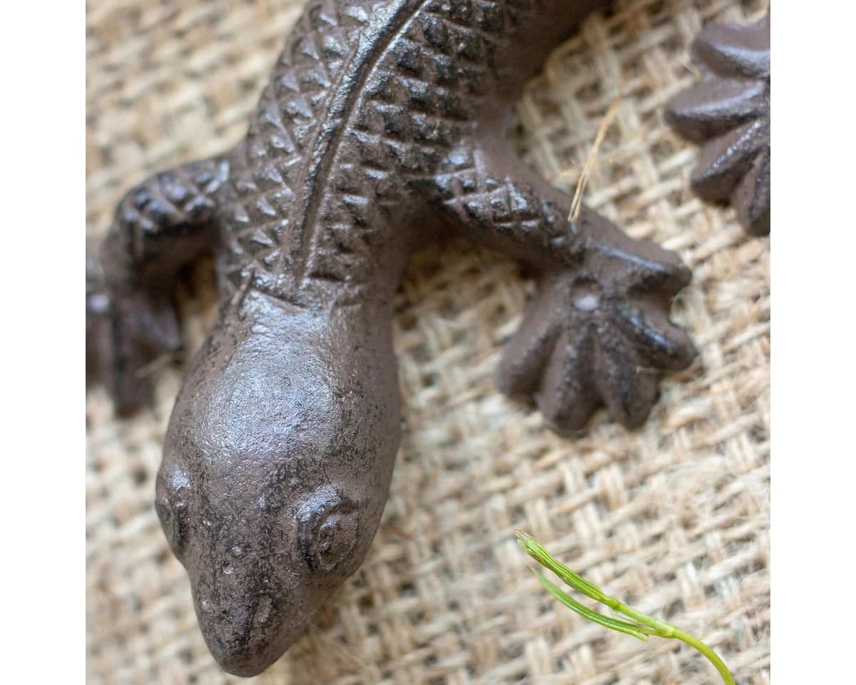 Antikas Wanddekoobjekt Gecko Eidechse Gusseisen Antikbraun - Bild 4
