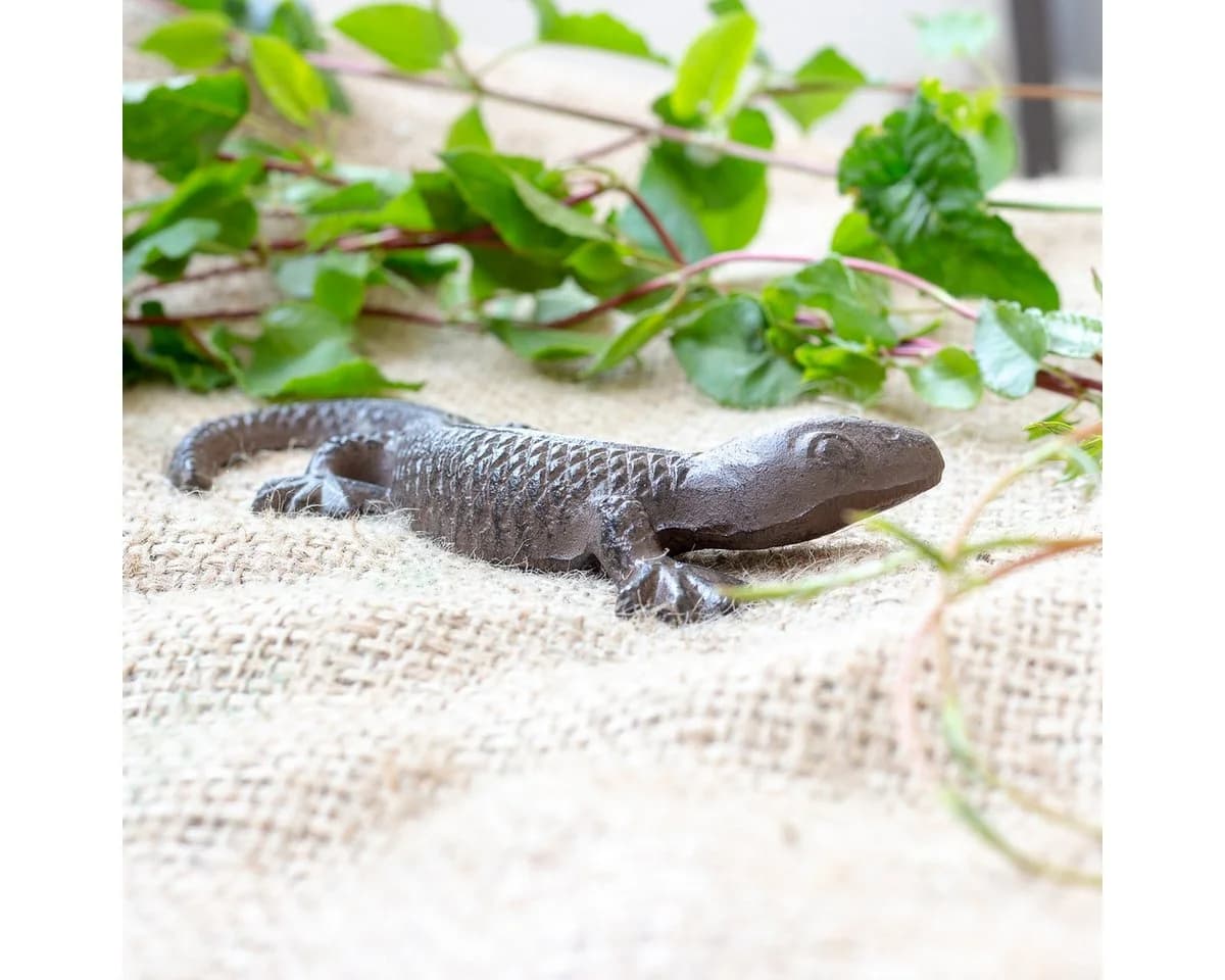 Antikas Wanddekoobjekt Gecko Eidechse Gusseisen Antikbraun - Bild 5
