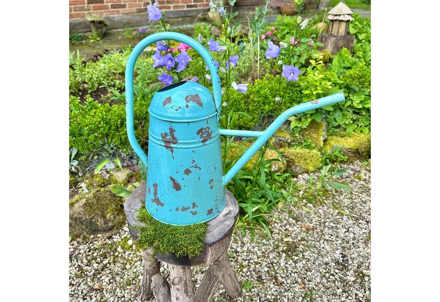 Antikas Gießkanne aus Blech Türkis Shabby-Chic Deko - Bild 3