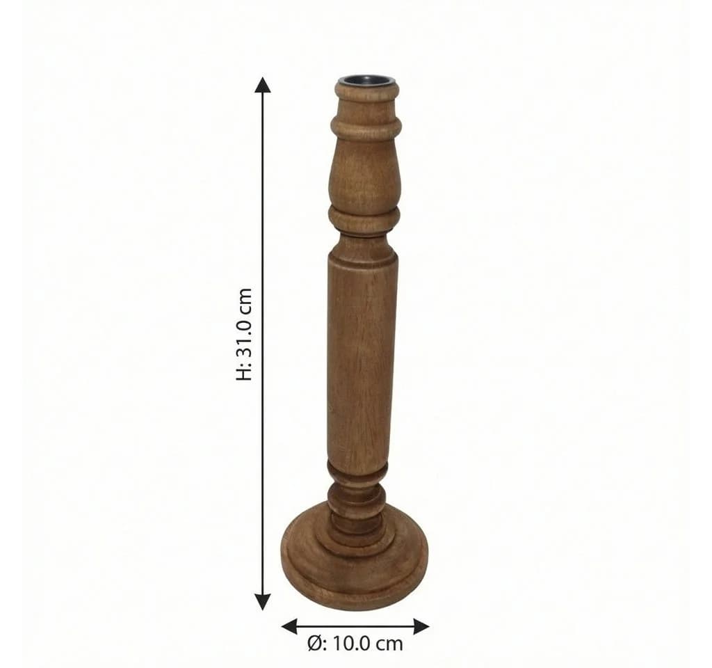 Antikas Kerzenständer Holz Premium -Groß-, gedrechselt, mit Metalleinsatz - Bild 4