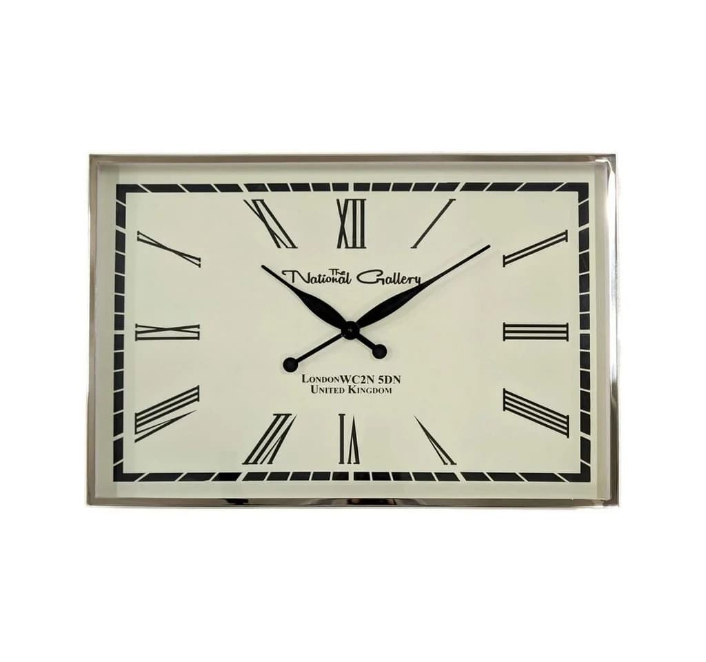 Antikas Premium Wanduhr römische Ziffern rechteckig Nickel Glas Weiß - Bild 3