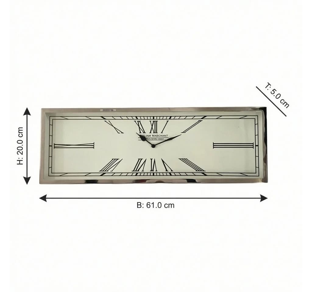 Antikas Wanduhr römische Ziffern silber Glasfront