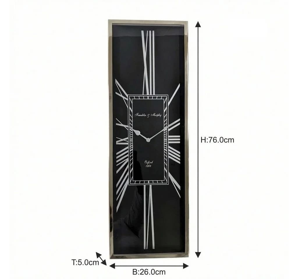 Antikas Wanduhr Art-Deco rechteckig schwarz chrom