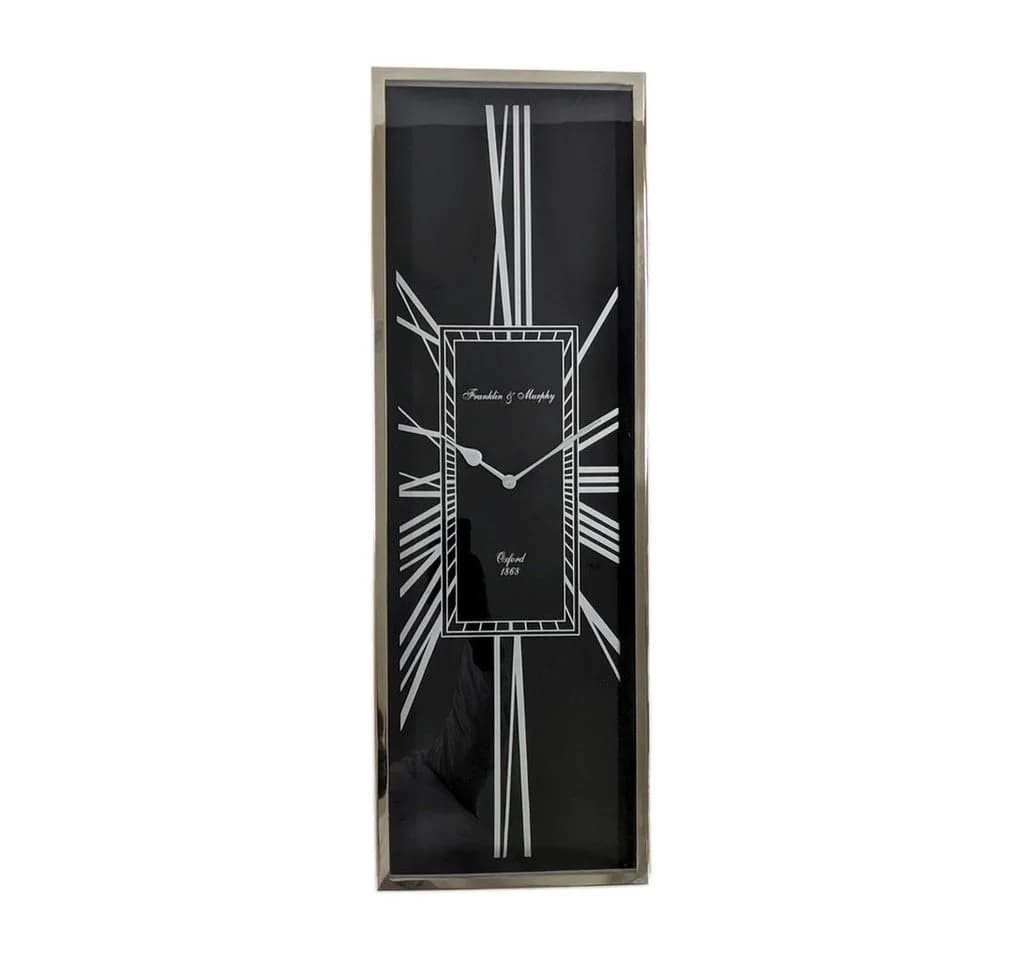 Antikas Wanduhr Art-Deco rechteckig schwarz chrom - Bild 3