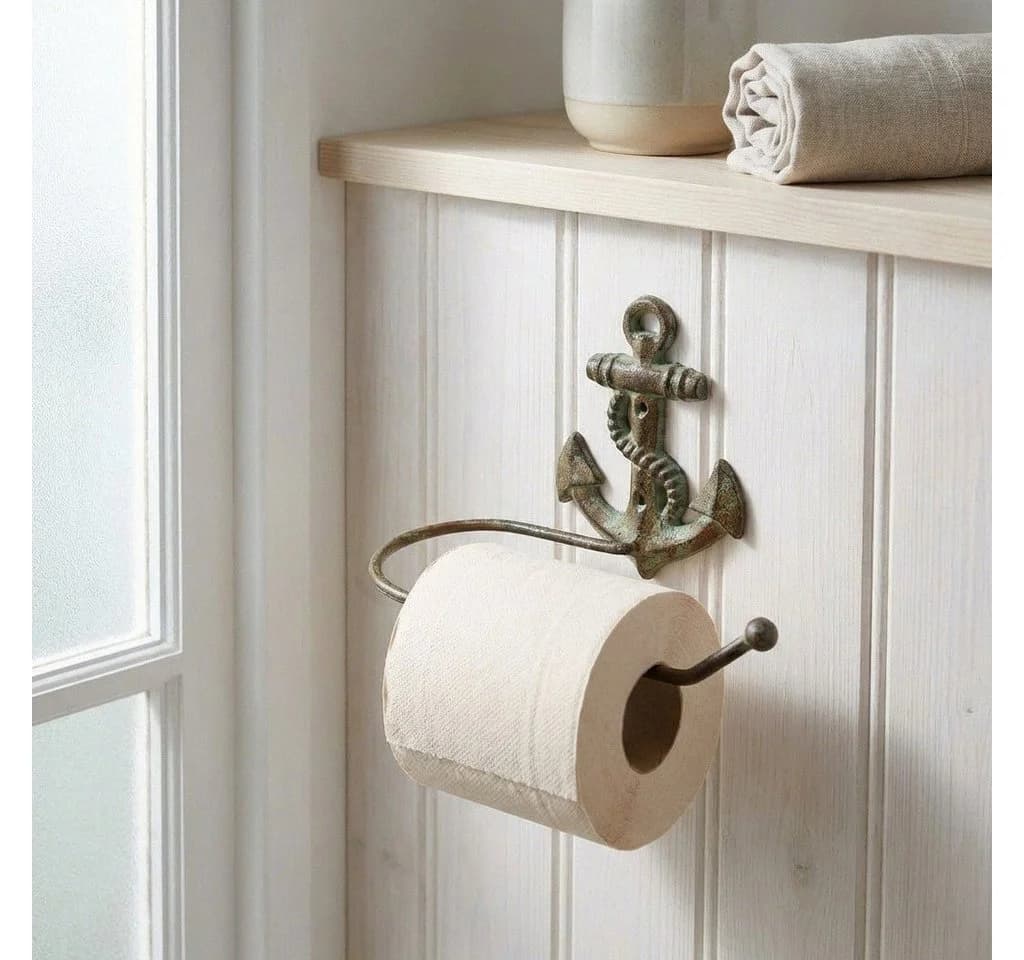 Antikas Toilettenpapierhalter Anker Gusseisen patiniert grün - Bild 2