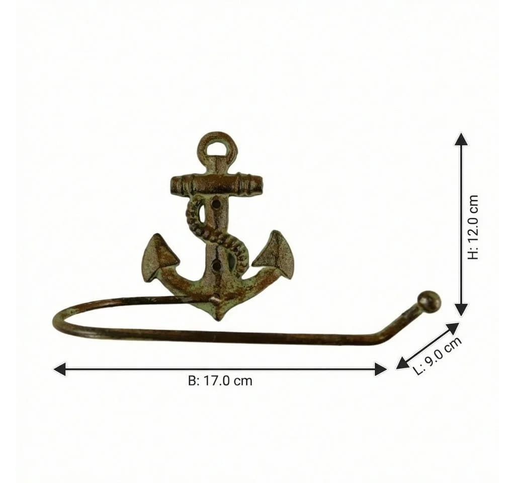 Antikas Toilettenpapierhalter Anker Gusseisen patiniert grün - Bild 3