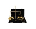 Antikas Goldwaage aus Messing mit Gewichten im Koffer Bild 1