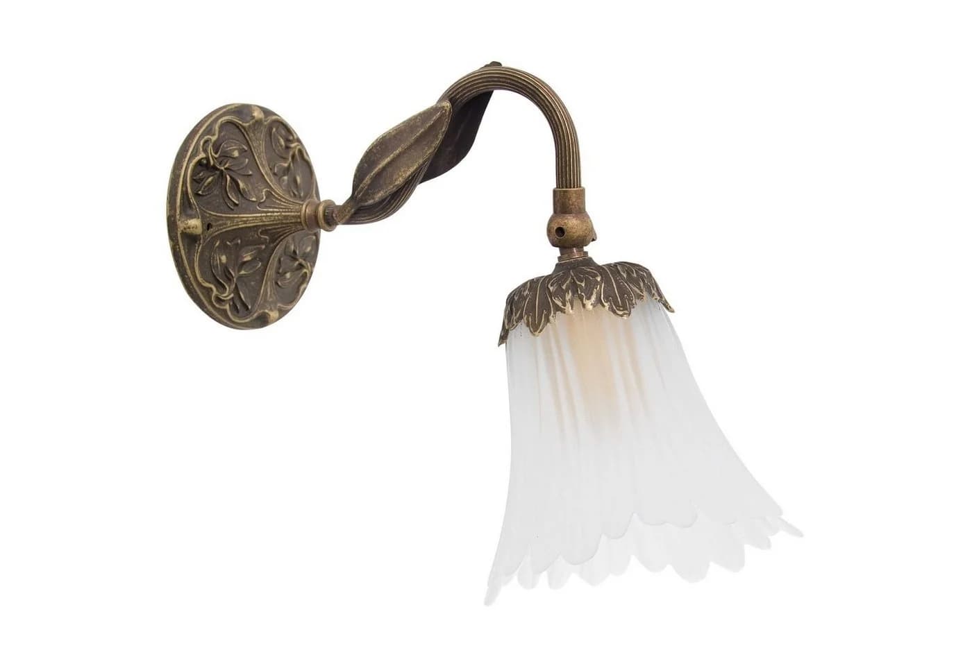 Licht-Erlebnisse Wandleuchte DALILA Messing massiv Glas Floral E14 - Bild 2