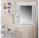 Mucola Wandspiegel Braun mit Fensterläden und 6 Bilderrahmen Bild 1