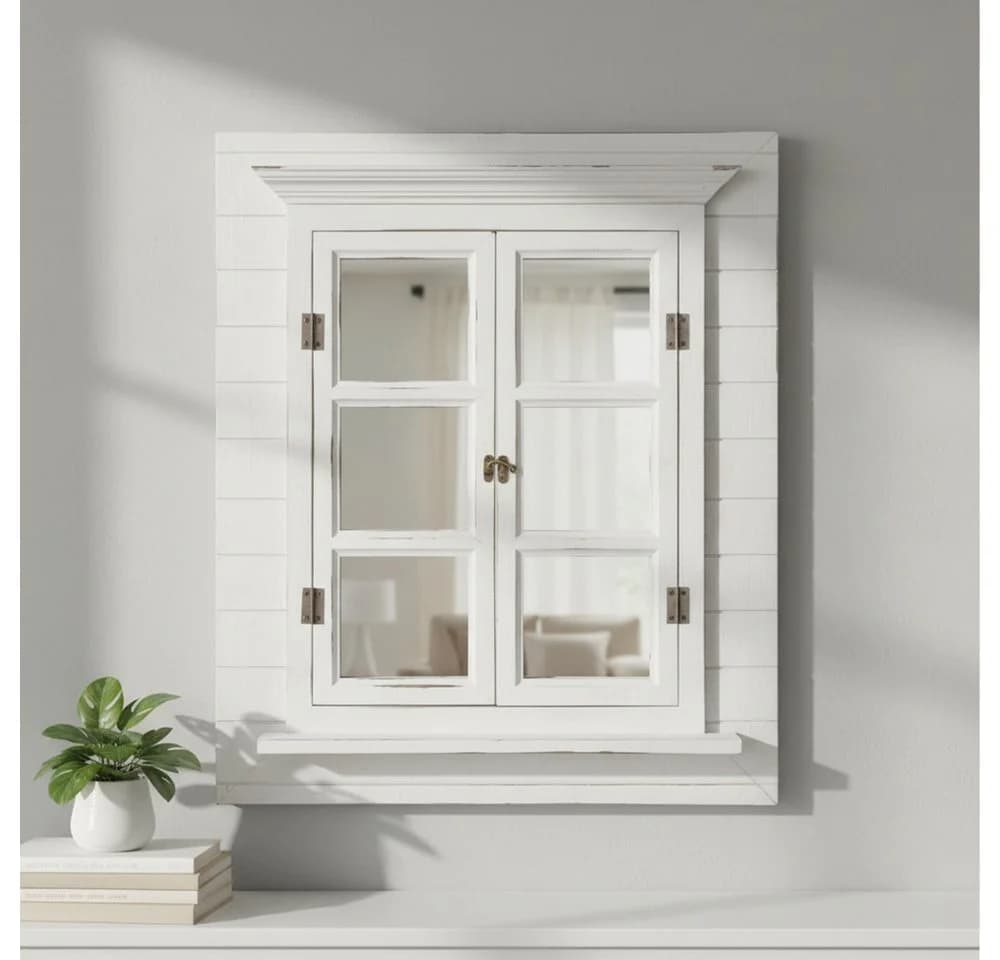 Mucola Wandspiegel Braun mit Fensterläden und 6 Bilderrahmen - Bild 2
