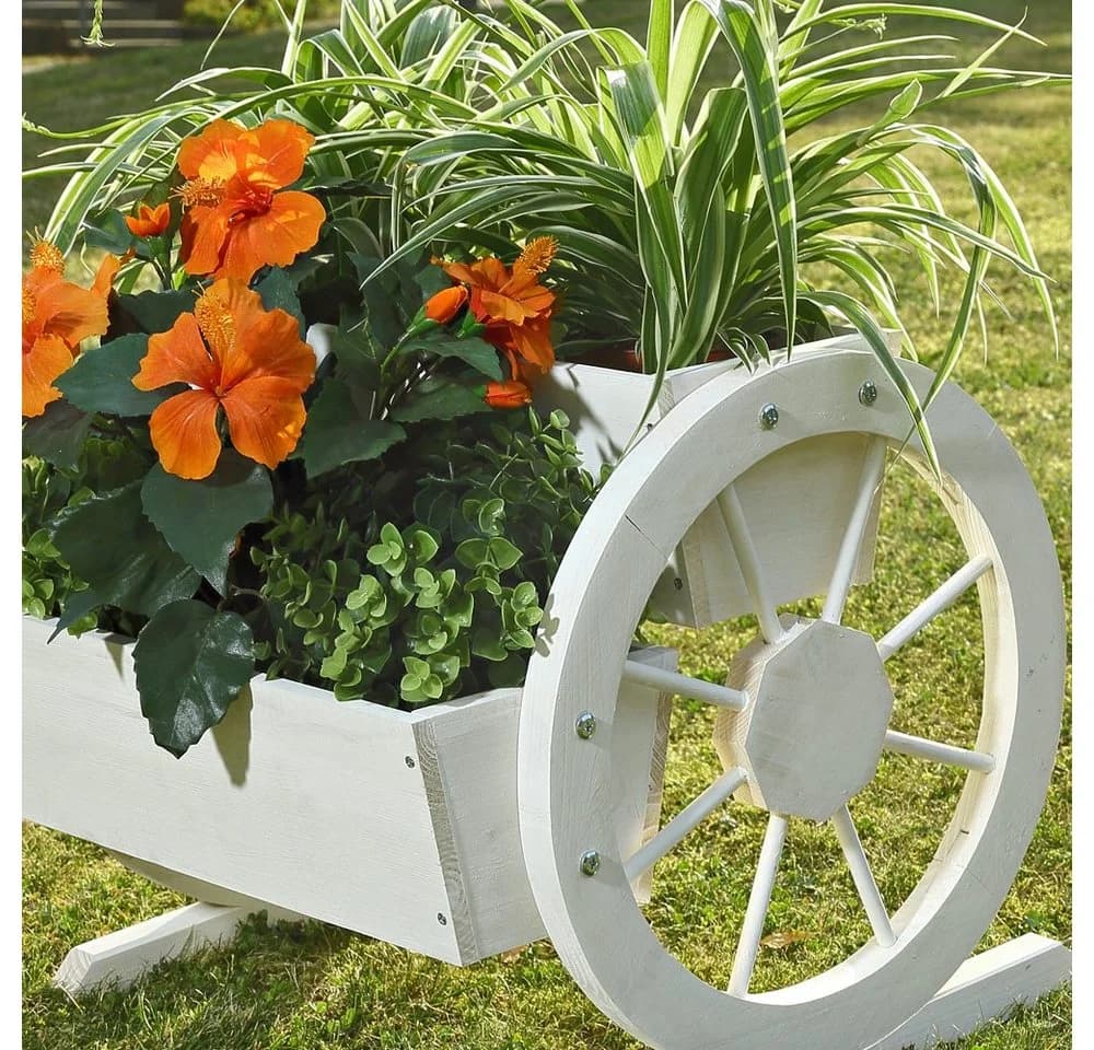 Mucola Pflanzkübel Weiß Wasserrad-Design Fichtenholz - Bild 3