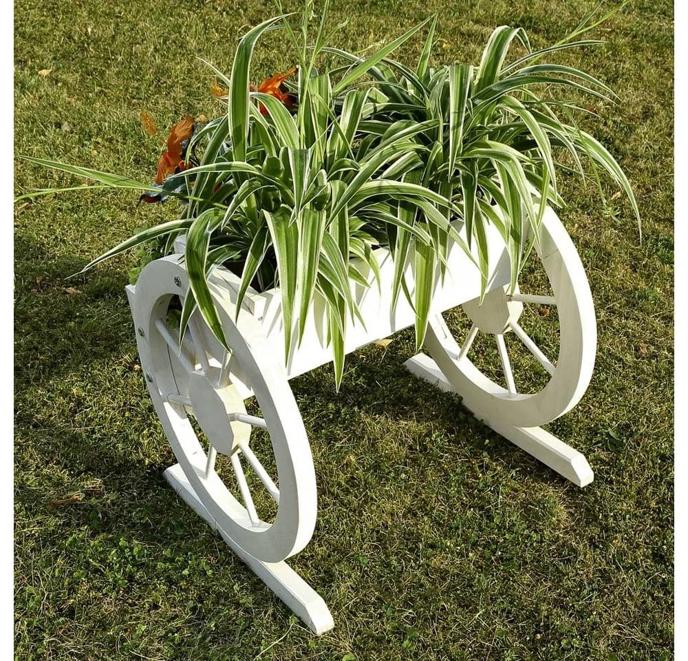 Mucola Pflanzkübel Weiß Wasserrad-Design Fichtenholz - Bild 5