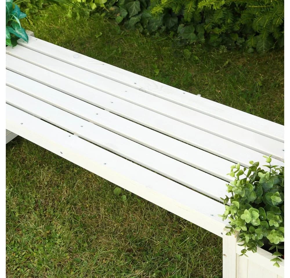 Mucola Gartenbank mit 2 Blumenkästen Weiß Imprägniert - Bild 5