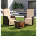 Melko Balkonset 3-tlg. Braun Polyrattan Lounge-Set mit Kissen Bild 2