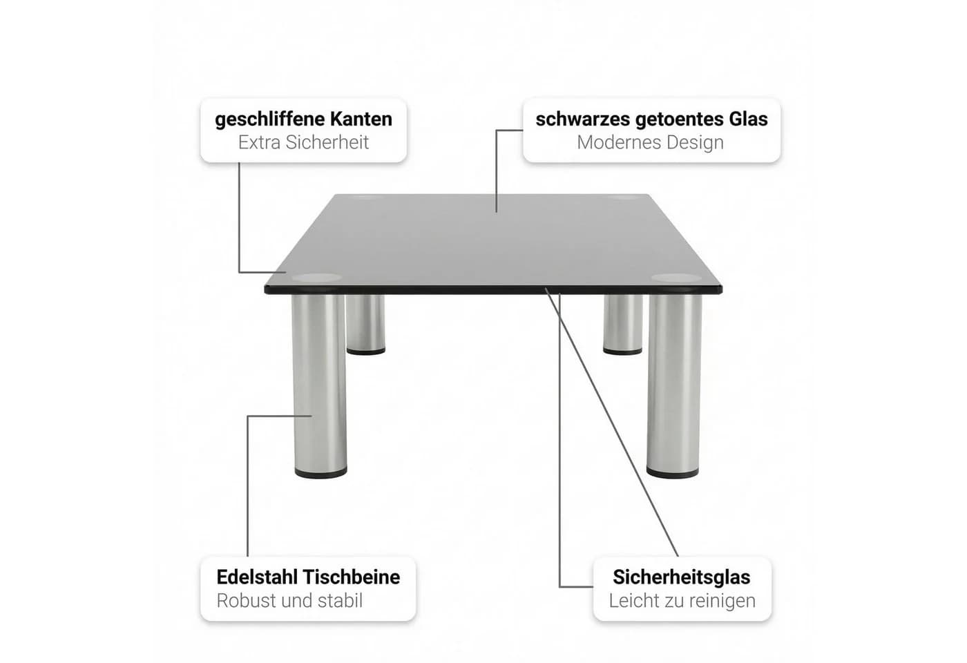 Mucola TV-Rack Monitorerhöhung Schreibtischaufsatz Glas - Bild 5