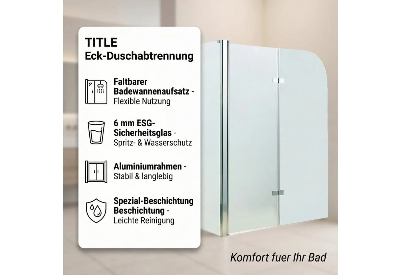 Mucola Badewannenaufsatz Eck Duschabtrennung Aluminium Glas Transparent