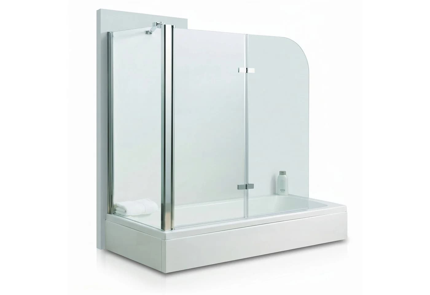Mucola Badewannenaufsatz Eck Duschabtrennung Aluminium Glas Transparent - Bild 2