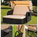 Mucola Strandkorb mit Dach Schwarz Polyrattan Relaxliege Bild 3