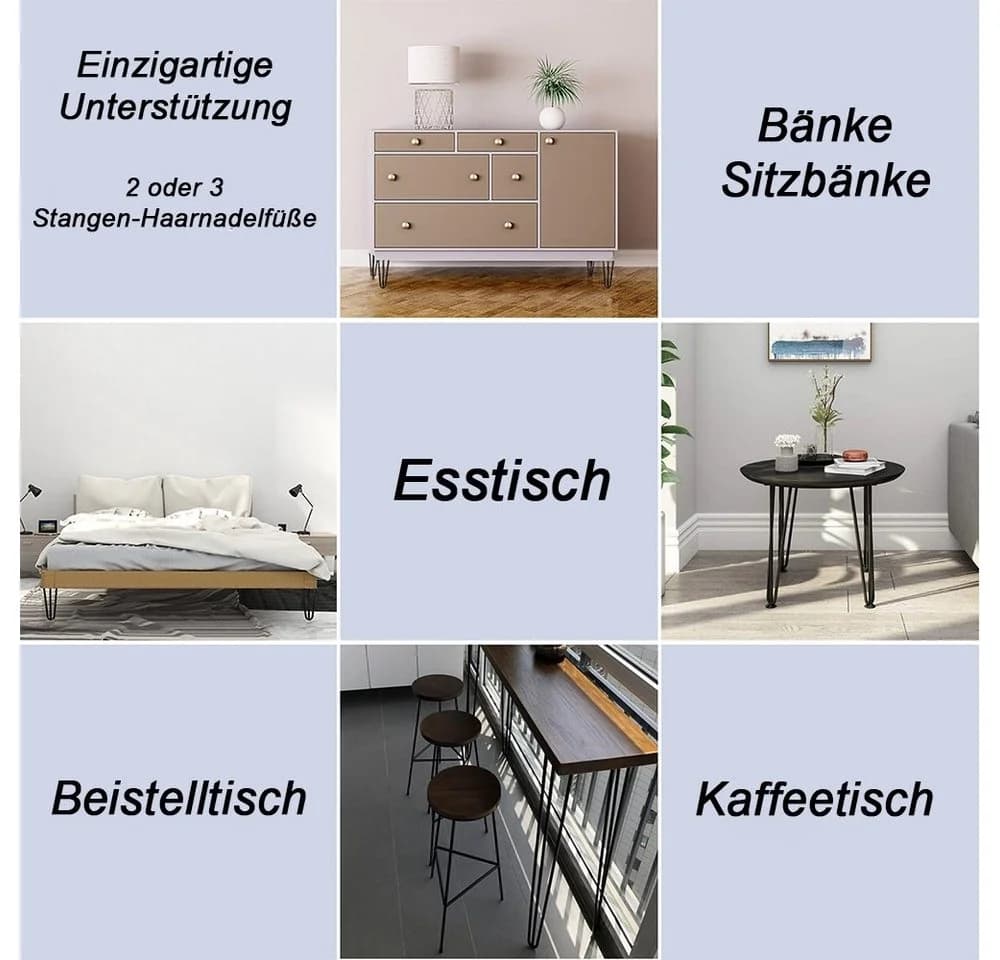 Mucola Tischbein Hairpin 4er Set Schwarz Stahl - Bild 4
