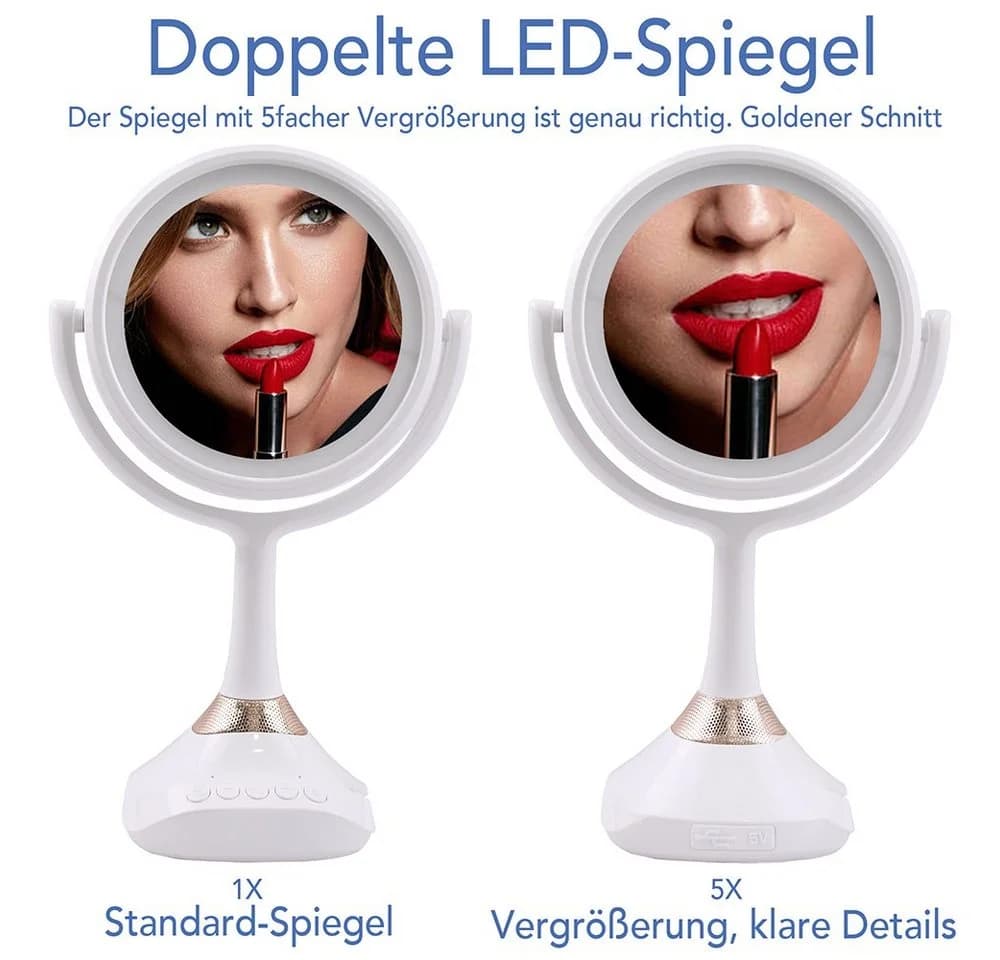 Mucola Schminkspiegel Kosmetikspiegel LED Beleuchtung Bluetooth Lautsprecher - Bild 5