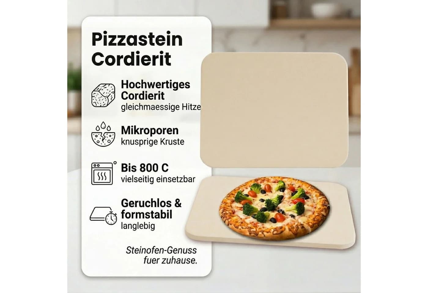 Mucola Pizzastein Cordierit Beige für Backofen & Grill