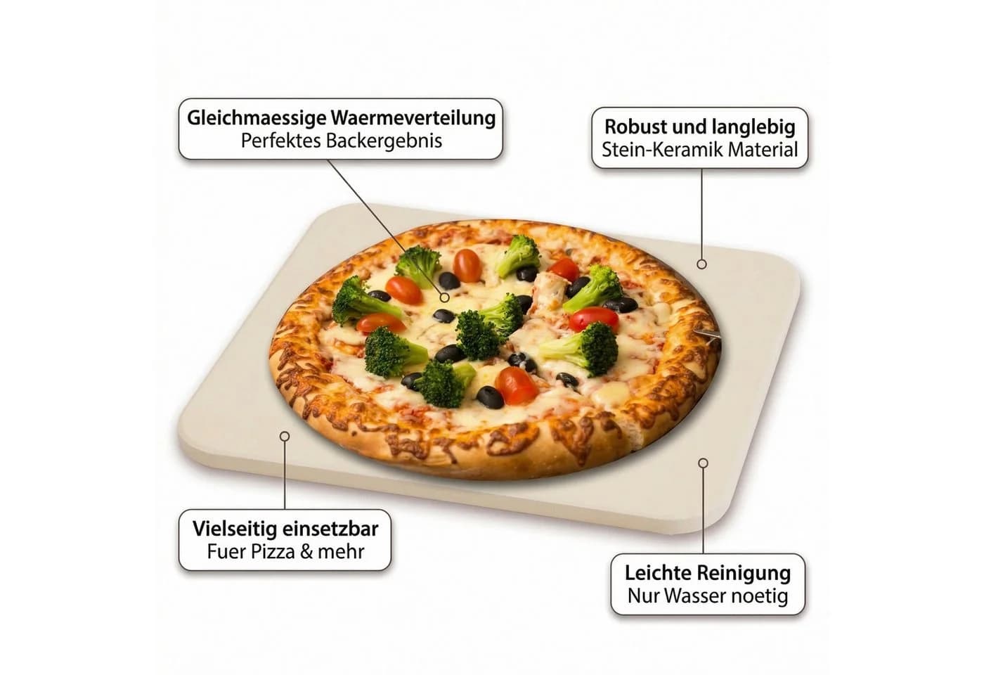 Mucola Pizzastein Cordierit Beige für Backofen & Grill - Bild 5