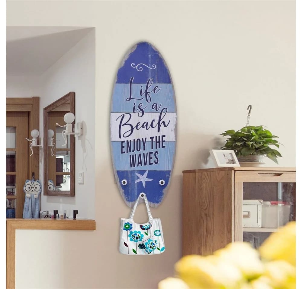 Mucola Garderobenpaneel Surfbrett Wandbild mit Haken