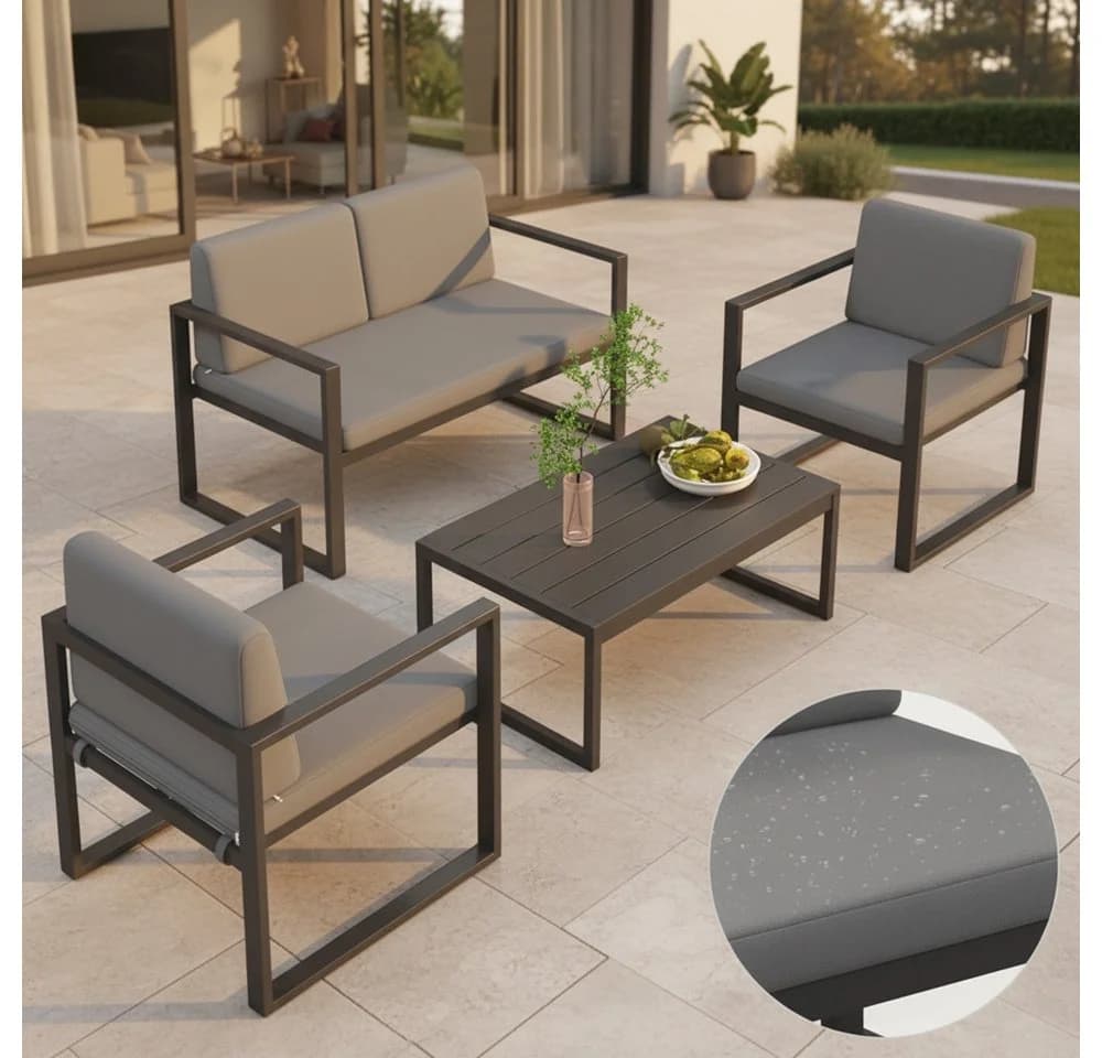 Mucola Gartenlounge-Set 4-tlg. Aluminium Grau Anthrazit - Bild 2